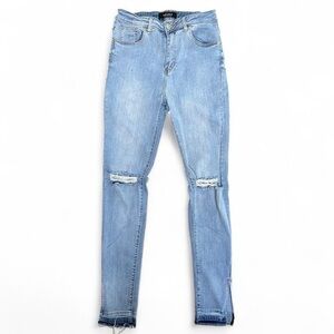 AKIRA Light Blue Ripped Skinny Jeans